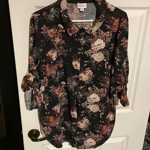 Lularoe Valentina Floral Button Up Shirt - Size L